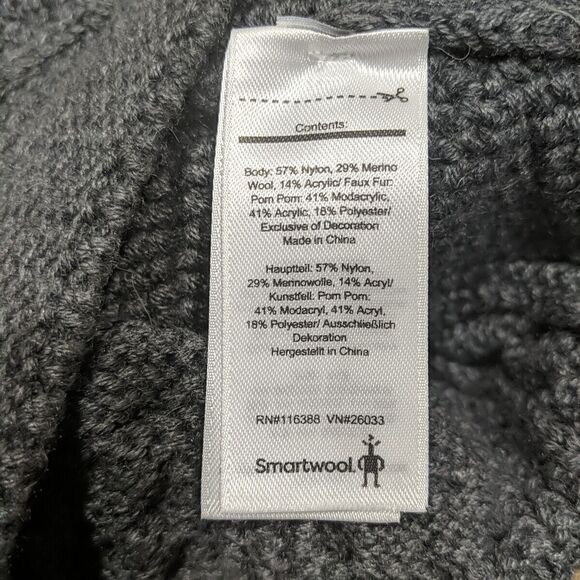 Smartwool Bunny Slope Women's Cable Knit Beanie Hat Gray One Size Wool Blend - Picture 5 of 5